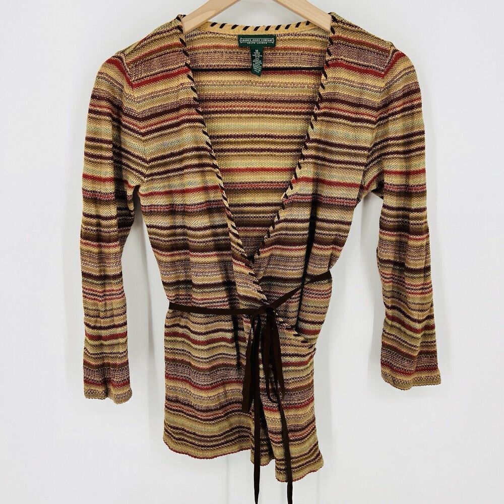 Ralph Lauren Women's Indian Beacon Blanket Western Wrap Cardigan Sweater M Linen